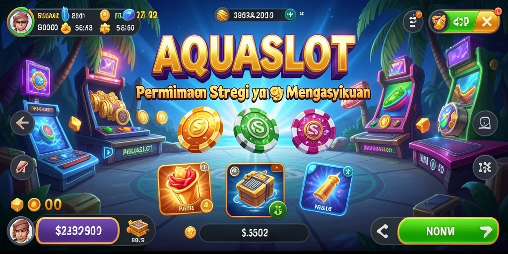 Tangkapan layar AQUASLOT menampilkan momen strategis yang intens.