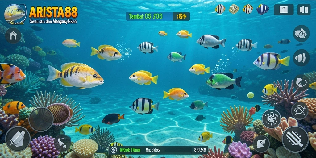 Screenshot ARISTA88 menampilkan aksi menangkap ikan yang seru dan mengasyikkan.