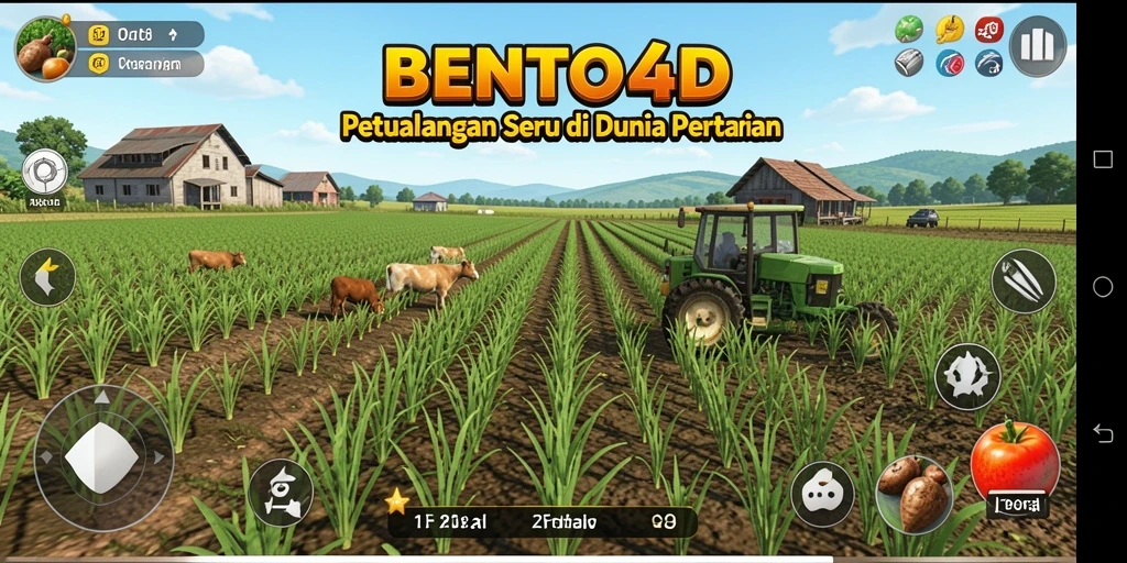 Gameplay BENTO4D menunjukkan aktivitas bertani yang menyenangkan dan interaktif.