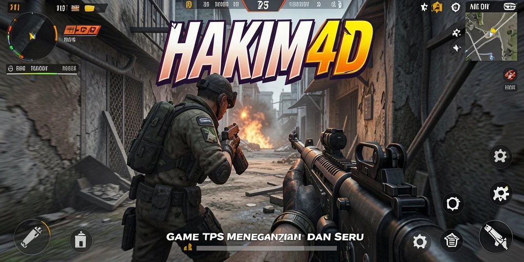 Tampilan gameplay menegangkan dari HAKIM4D dalam pertempuran TPS.
