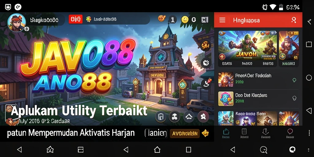 Tampilan utama JAVO88 dengan fitur-fitur Utility yang bermanfaat.