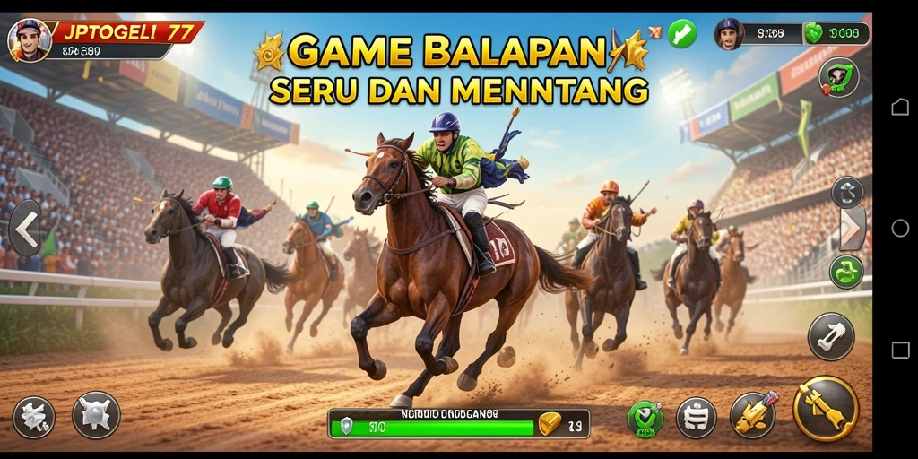 Gameplay balapan seru di JPTOGEL77 dengan mobil yang melaju kencang.
