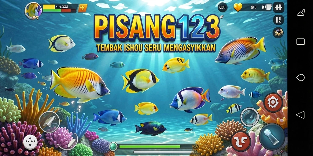 Screenshot menunjukkan gameplay seru Tembak Ikan di PISANG123.