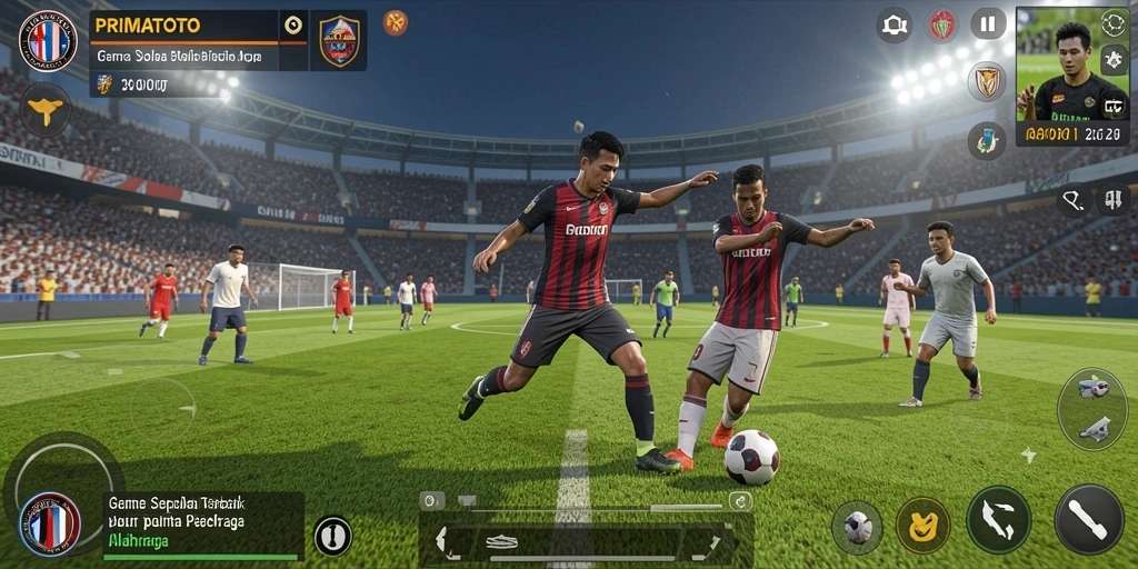 Tampilan gameplay menarik dari PRIMATOTO yang penuh aksi sepak bola.