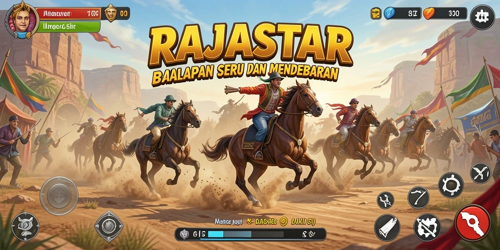 Tampilan gameplay RAJASTAR yang mendebarkan dan seru di lintasan.