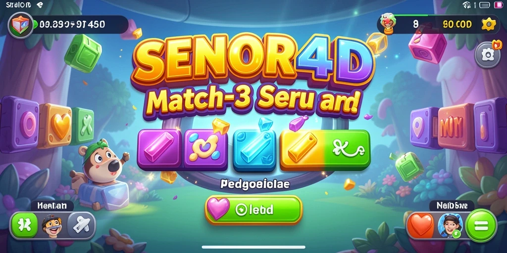Tangkapan layar dari gameplay seru SENIOR4D di level Match-3.
