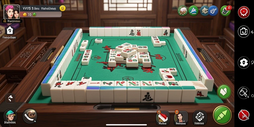 Screenshot utama VV55 menampilkan gameplay Mahjong yang menarik.