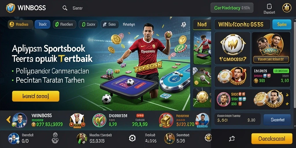 Screenshot gameplay WINBOSS yang menampilkan taruhan olahraga secara langsung.